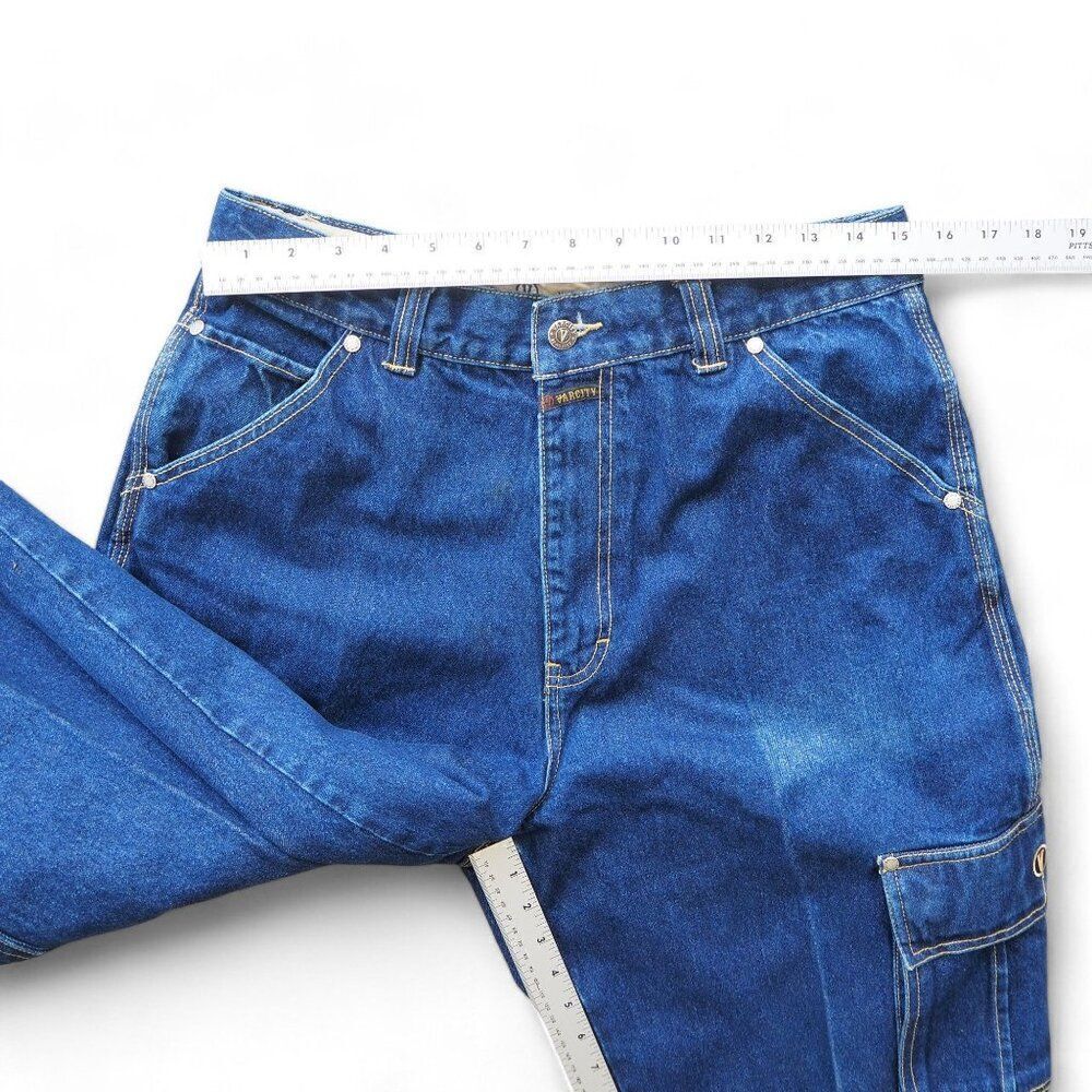Varcity Vintage 90s Y2K Cargo Heavy Denim Hip Hop / Skate Baggy Jeans Men's 32 - Picture 5 of 14